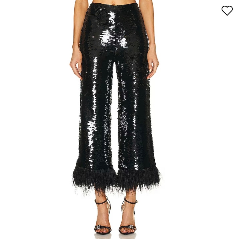 ALEXIS HANA FEATHERED SEQUIN WIDE-LEG PANTS